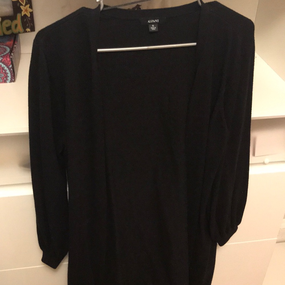 Alfani knit knee length black cardigan